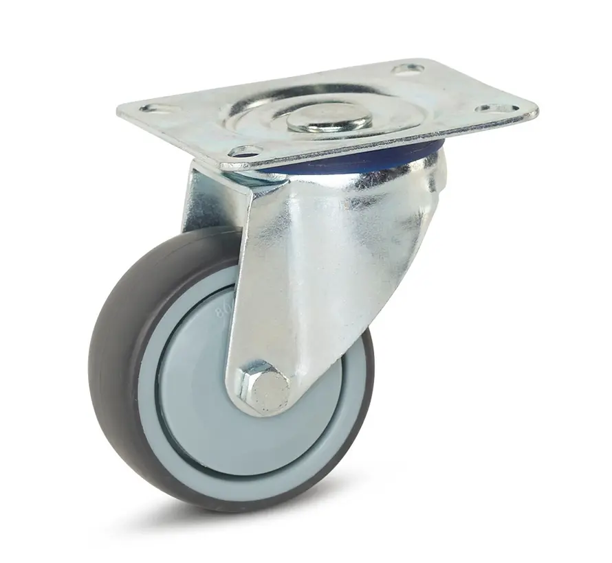 Utrustningshjul med topplatta - 80 mm - 80 kg