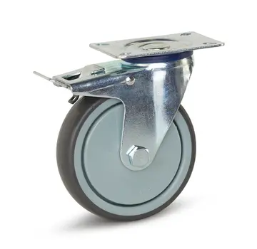 MESO Utrustningshjul bromsat med topplatta - 125 mm - 130 kg