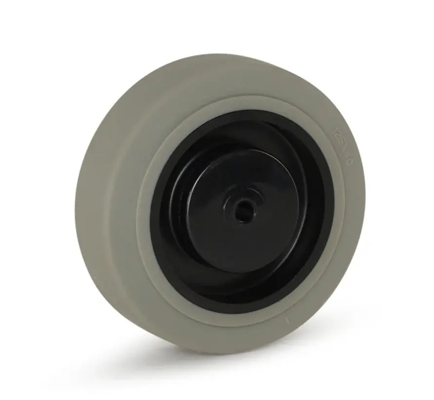 Grått gummihjul med svart hölje - 125 mm - 180 kg