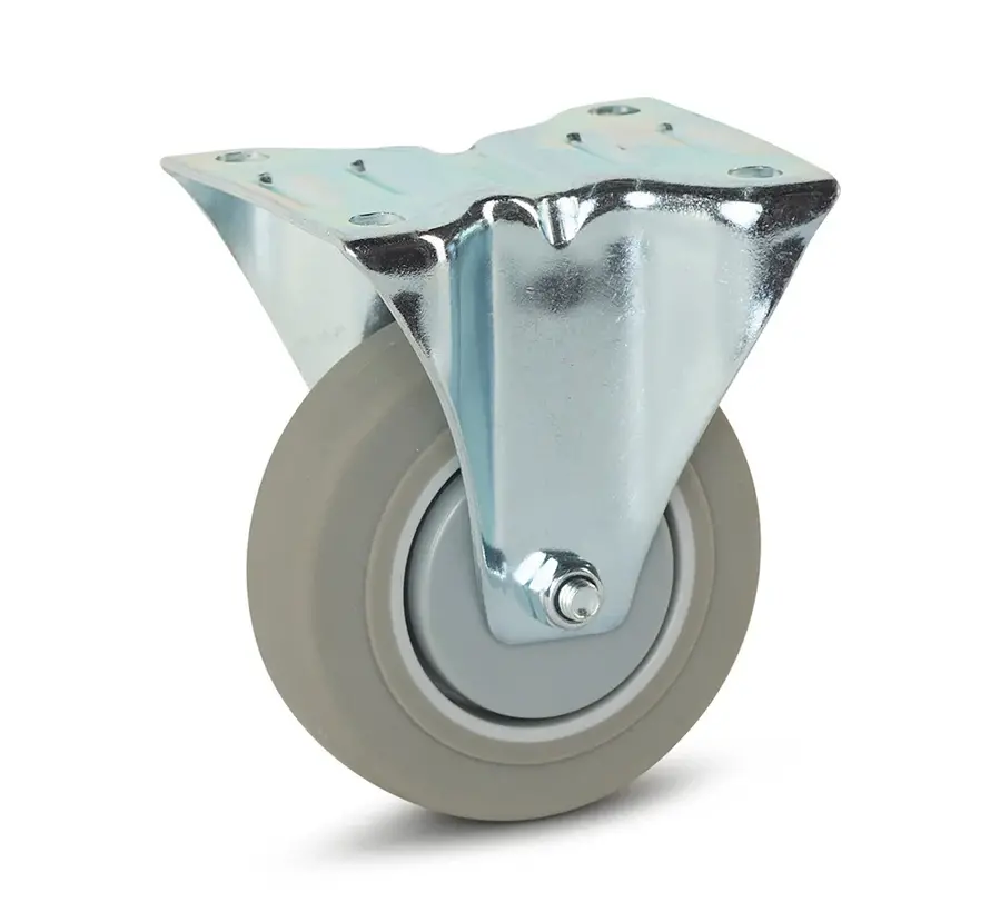 Grå  gummi Fasthjul 100 mm -  GR2-100