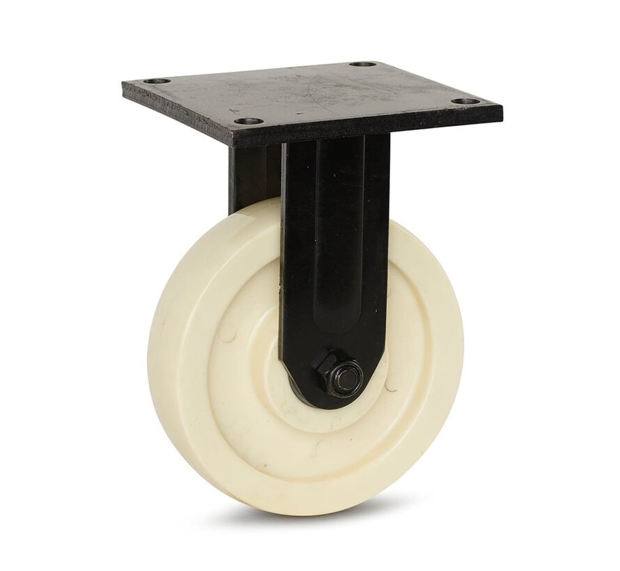 Extra kraftigt fast länkhjul i nylon - 200 mm - 1.300 kg