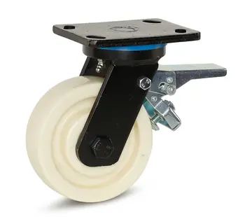 MESO Extra kraftigt svängbart hjul i nylon, bromsat med topplatta - 150 mm - 1.000 kg