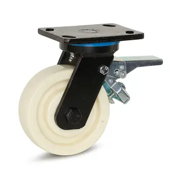 MESO Extra kraftigt svängbart hjul i nylon, bromsat med topplatta - 150 mm - 1.000 kg