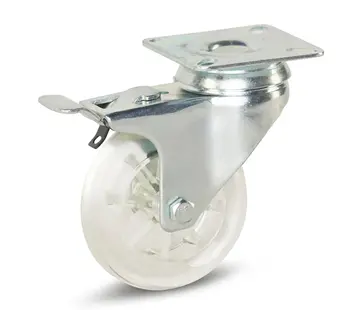 MESO Transparent möbelhjul bromsat med topplatta - 75mm - 100kg