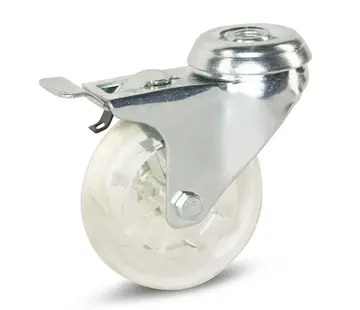 MESO Transparent möbelhjul bromsat med centralhål - 75mm - 100kg
