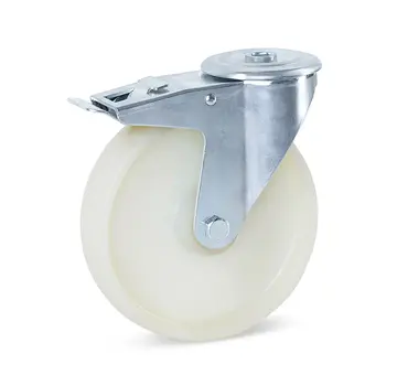 MESO Svängbart bromsat länkhjul i nylon med centralt hål - 200 mm - 400 kg
