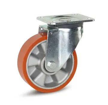 MESO PU-långfärdigt länkhjul med topplatta - 160 mm - 700 kg