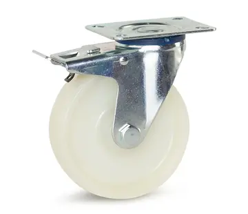 MESO Svängbart hjul i nylon bromsat med topplatta - 125 mm - 250 kg