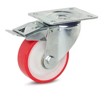 MESO PU länkhjul bromsat med topplatta - 125mm - 270kg