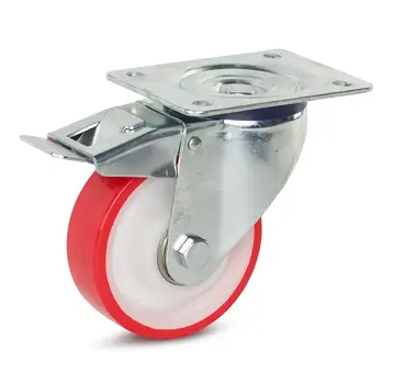 MESO PU länkhjul bromsat med topplatta - 125mm - 270kg