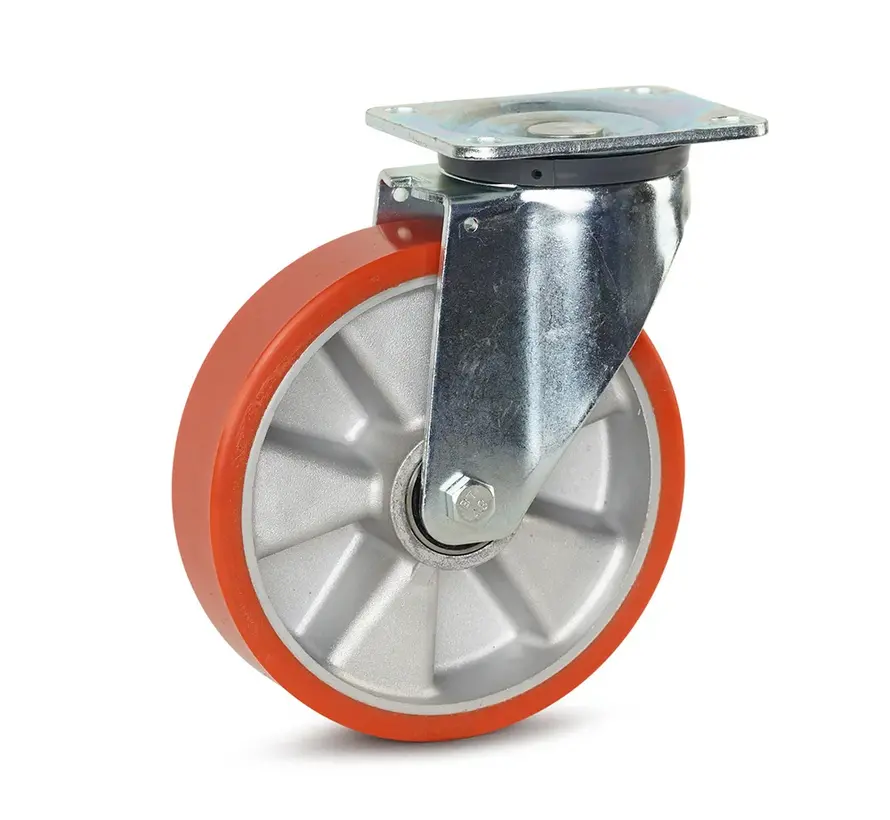 PU-långfärdigt länkhjul med topplatta - 200 mm - 800 kg