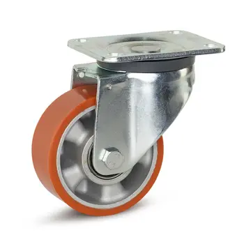 MESO PU-långfärdigt länkhjul med topplatta - 125 mm - 500 kg