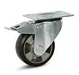 Svart elastiskt gummi svängbart hjul bromsat med topplatta - 125mm - 300kg