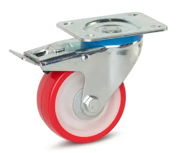 MESO PU länkhjul bromsat med topplatta - 100mm - 180kg