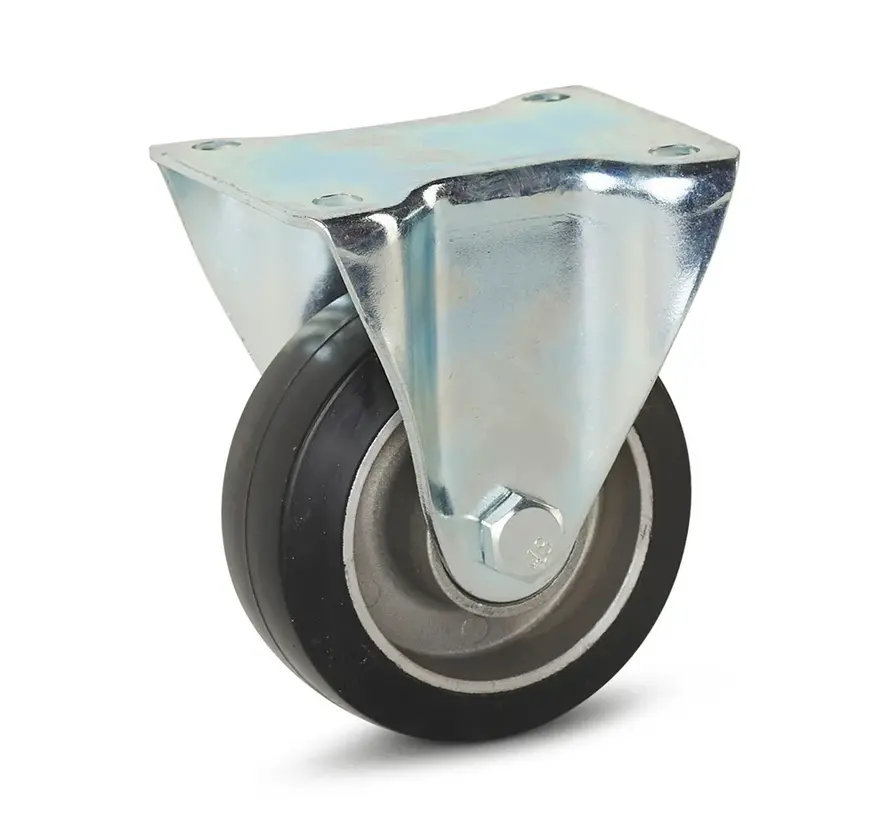 Svart elastiskt gummihjul - 100mm - 220kg