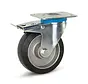 Svart elastiskt gummi svängbart hjul bromsat med topplatta - 125mm - 300kg
