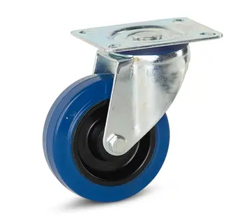 MESO Länkhjul i blått elastiskt gummi med topplatta - 100 mm - 130 kg