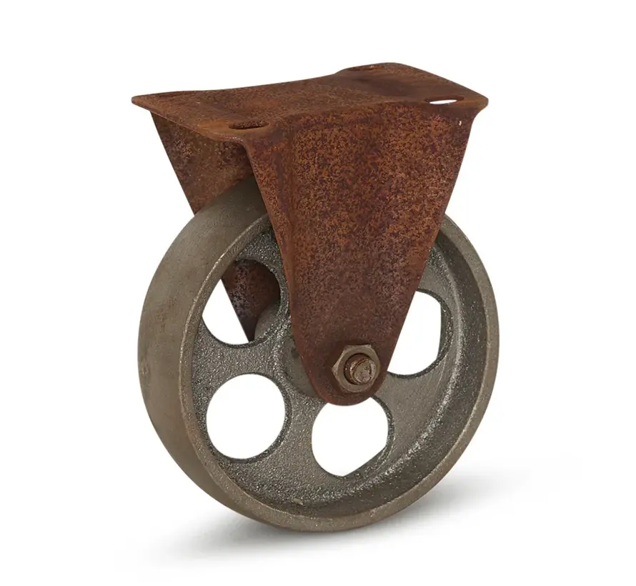 Vintage Retro Design silverfärgat fast länkhjul - Gjutjärn - 125mm - 100kg