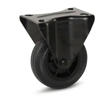 MESO Fast länkhjul i svart gummi - 100 mm - 75 kg