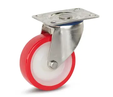 MESO Länkhjul i rostfritt stål, PU, med topplatta - 100 mm - 180 kg