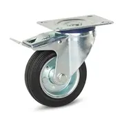 MESO Luktfritt svängbart gummihjul bromsat med topplatta - 100mm - 75kg