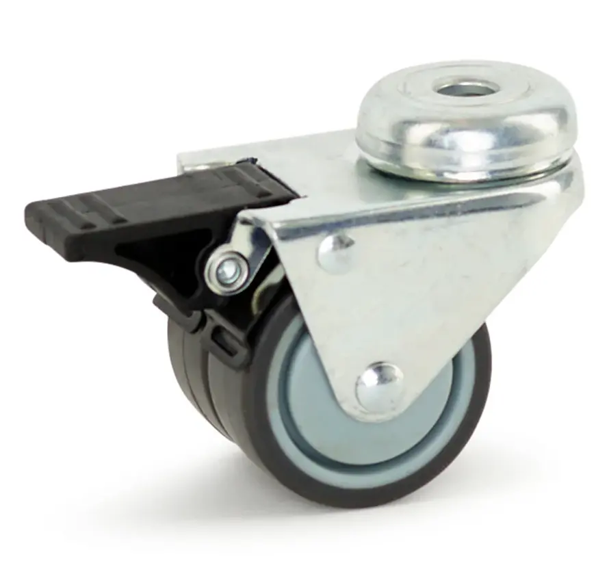 Dubbel länkhjul bromsat med centralhål - 50 mm - 90 kg