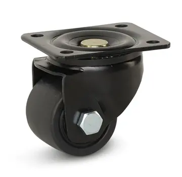 MESO Svårt svängbart hjul i svart nylon med topplatta - 65 mm - 500 kg