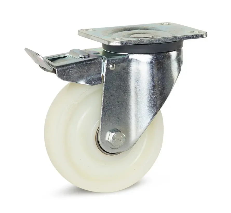 Tungt länkhjul i nylon bromsat med toppskiva - 150mm - 700kg