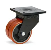 MESO Dubbel PU extra kraftigt länkhjul med topplatta - 150 mm - 1250 kg