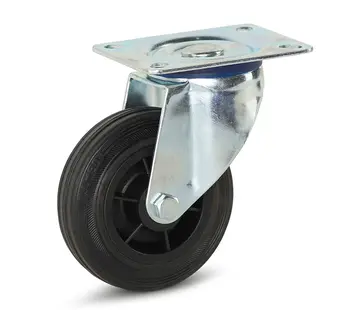 MESO Länkhjul av gummi med topplatta - 100 mm - 100 kg