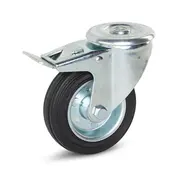 MESO Luktfritt gummihjul bromsat med centralhål - 100mm - 100kg