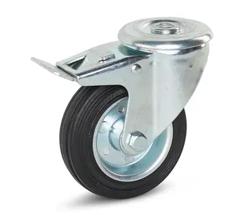 MESO Luktfritt gummihjul bromsat med centralhål - 100mm - 100kg