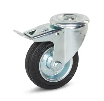 MESO Luktfritt gummihjul bromsat med centralhål - 100mm - 100kg