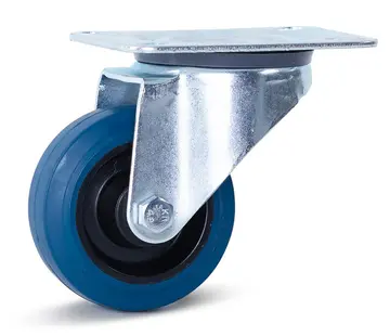 MESO Länkhjul i blått elastiskt gummi med topplatta - 80mm - 100kg