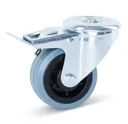 MESO Szary zestaw kołowy skrętny z gumy z hamulcem 80 mm - 60 kg - Bez smug