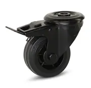 MESO Czarny zestaw kołowy skrętny z gumy 80 mm - 60 kg