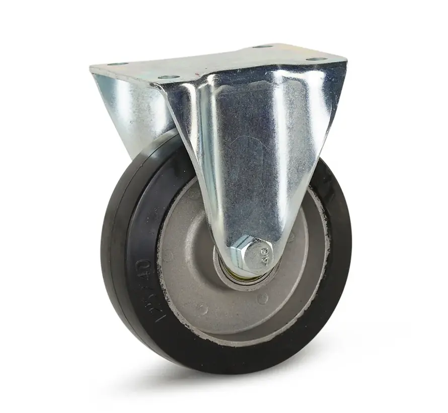 Zestaw kołowy stały z bieżnikiem z elastycznej gumy w kolorze czarnym 125 mm - RA2-S125