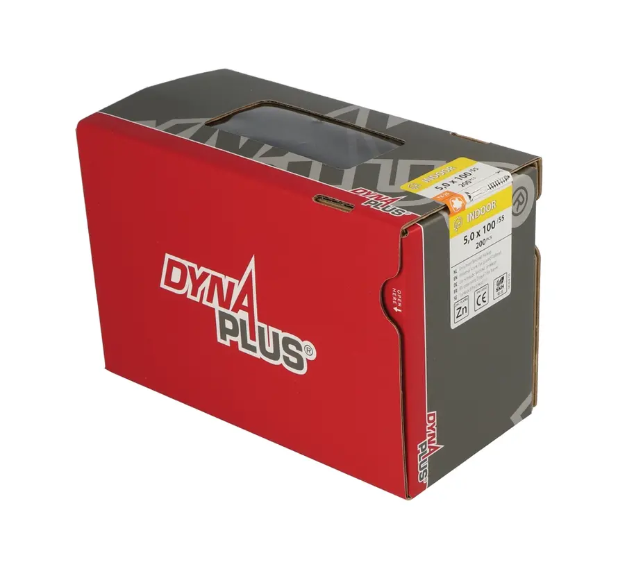 Dynaplus - Śruby Uni - Łeb płaski Torx 25 - 5 x 100 mm - Ocynkowane - Gwint częściowy (200 sztuk)