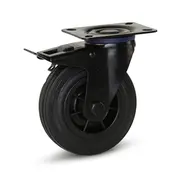 MESO Czarny zestaw kołowy skrętny z gumy z hamulcem  125 mm - 120 kg