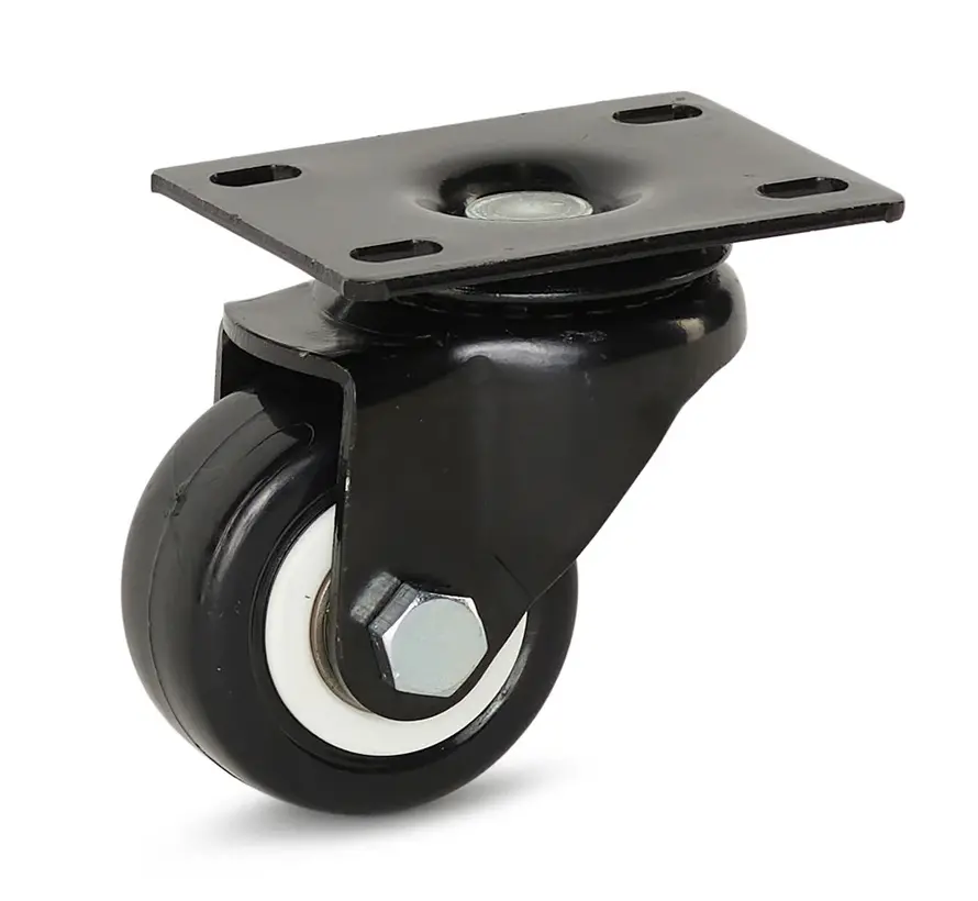 Czarny zestaw kołowy skrętny z poliuretanu 50 mm - BPU3-50