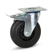 MESO Zestaw kołowy skrętny z gumy z hamulcem 125 mm - 120 kg