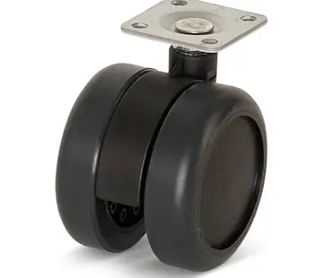 Kółko meblowe Premium, 60 mm, PU z płytką górną 36,5x36,5 mm