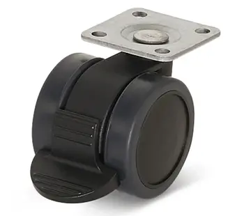 Kółko meblowe Premium, 42 mm, hamowane PU, płyta górna 36,5x36,5 mm