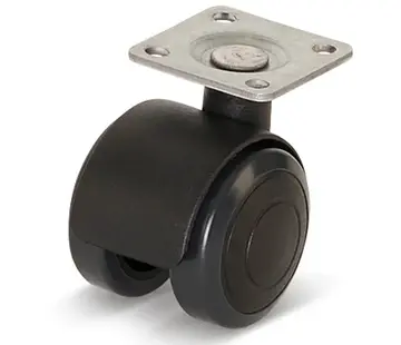 Kółko meblowe Premium, z zaślepką, 40 mm, PU z płytką górną 36,5x36,5 mm