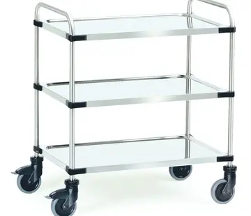 Wózek piętrowy Fetra ze stali nierdzewnej – powierzchnia ładunkowa 800 x 500 mm – 80 kg na poziom