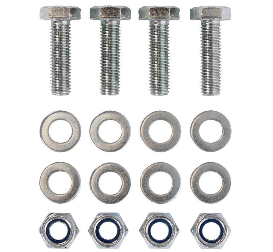 Zestaw montażowy M10 - 4x Śruba sześciokątna - 4x Nakrętka - 8x Podkładka