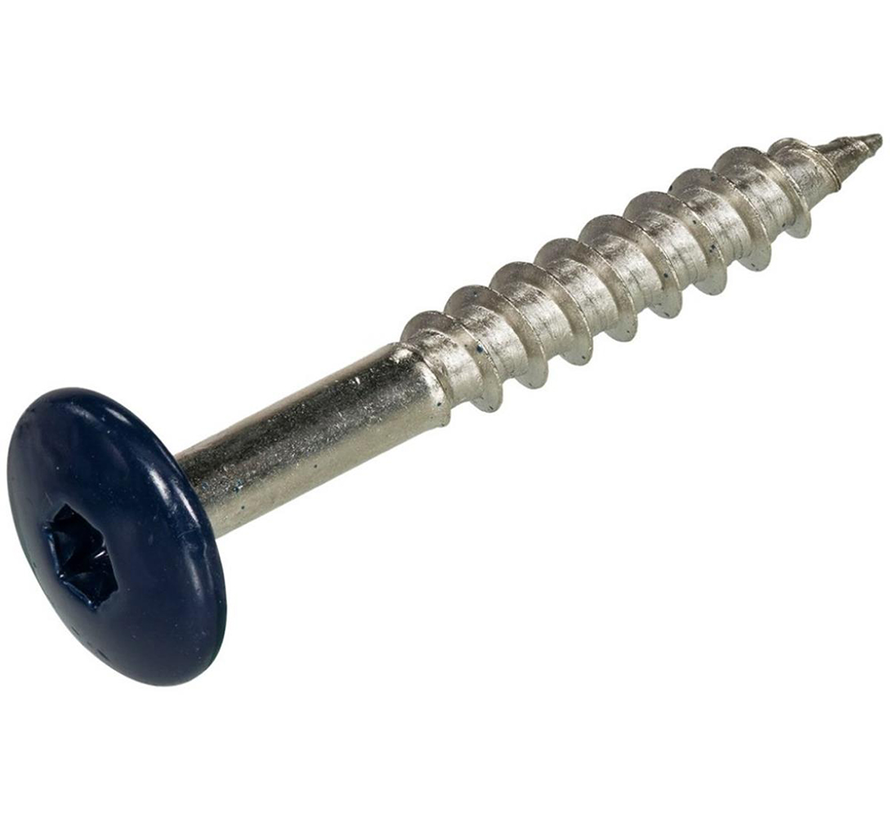 Śruby do montażu paneli Trespa Torx 20 - 4,8 x 25 mm - Stal nierdzewna - Gwint częściowy - Stalowy niebieski RAL 5011 (100 szt.)