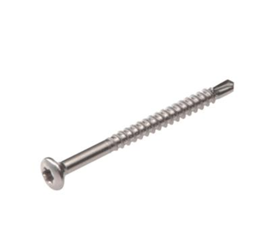 Topdrill - Śruby do listew przyszybowych z łbem soczewkowym Torx 10 - 3,2x35 mm - Gwint częściowy - Stal nierdzewna-410 (200 szt.)