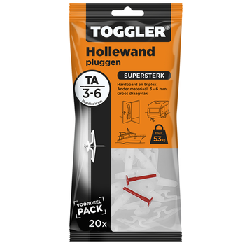 Toggler Toggler - TA - Kołki rozporowe - grubość płyty 3-6 mm (20 sztuk)