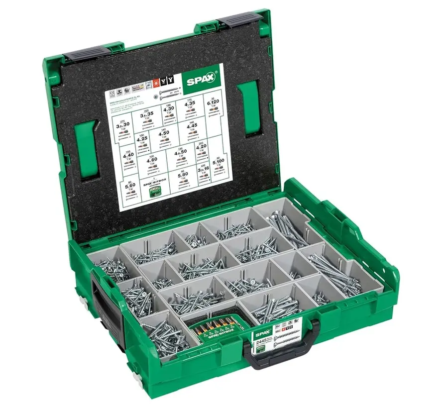 Spax - Śruby - Torx - L-BOXX - WIROX - Pudełko asortymentowe (2,445 części)